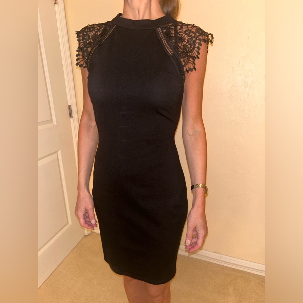 Iris Black Dress with Lace